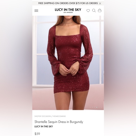 Lucy in the Sky | Dresses | Lucy In The Sky Shantelle Sequin Dress In  Burgandy | Poshmark